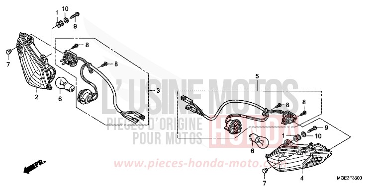 CLIGNOTANT de VFR1200F Méca CANDY PROMINENCE RED (R342) de 2012